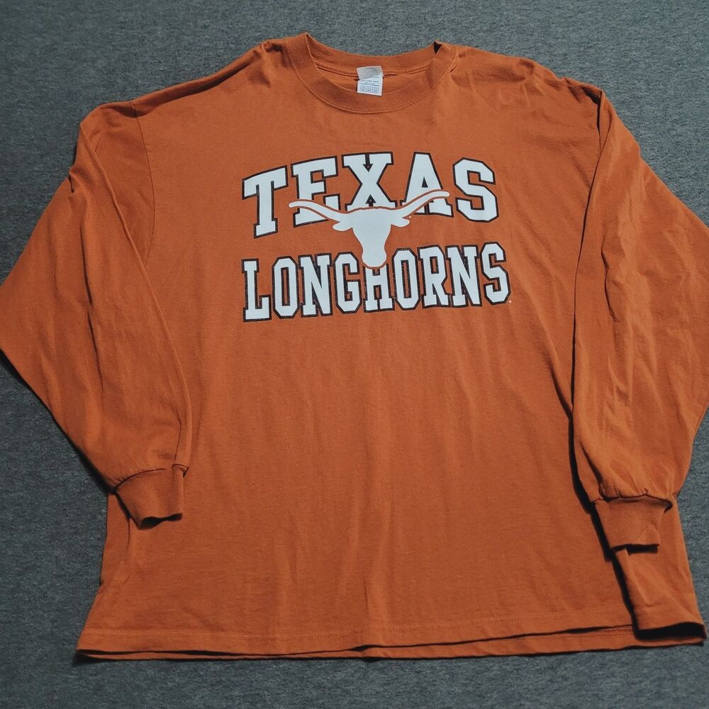 Delta Magnum Weight 2XL t-shirt top crew longsleeve Texas Longhorns orange